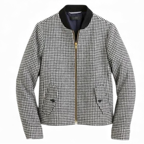 J. Crew Jackets & Blazers - J. Crew English Wool Black and White Houndstooth Jacket Small
